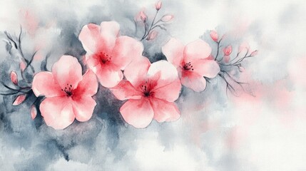 Wall Mural - Watercolor flower illustration Handcrafted composition Large collection of watercolor elements