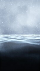 Wall Mural - beautiful slow motion sea waves with loop snowfall. copy space vertical animation.