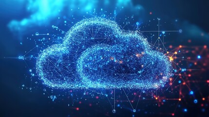 Line, internet and big data connection for cloud storage, artificial intelligence and coding. Blue, matrix and network connectivity for ai algorithm, quantum computing and programming background