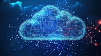 Line, internet and big data connection for cloud storage, artificial intelligence and coding. Blue, matrix and network connectivity for ai algorithm, quantum computing and programming background