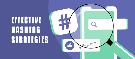 Wall Mural - effective hashtag strategies for social media marketing, focusing on hashtag research, analytics and