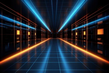 Server room architecture corridor light.
