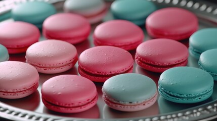 Wall Mural - Macaron Tray with Pink and Blue Frosting