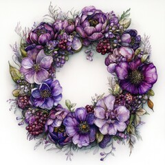 Wall Mural - Purple flower and berry arrangement