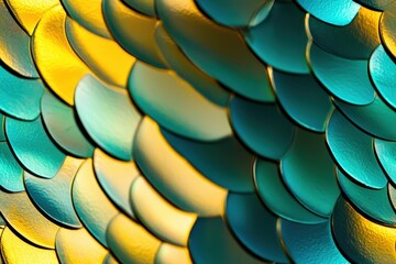 Wall Mural - Shiny teal and gold scales