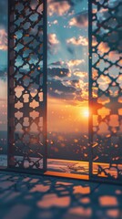 Wall Mural - Sunset through lattice