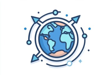 Wall Mural - global connection icon featuring earth with directional arrows