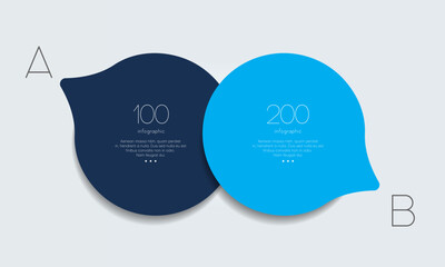 Wall Mural - 2 elements scheme, diagram. two connected circles. infographic template.