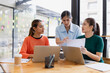 © SOMKID - group of asian businesswoman working on laptop with finances analysis report at desk in office, business financing, accounting banking, Team of creative and business planning,