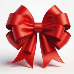 A large, vibrant red bow set against a white background.
