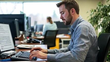 Wall Mural - office staff engaged in day-to-day operations, handling documents and data in a professional corpora