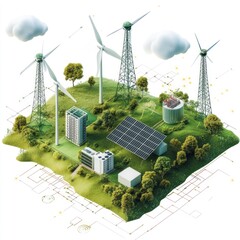 Wall Mural - Renewable energy grid optimization