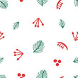 © Daria - Hand drawn seamless pattern with christmas tree branches and berries.
