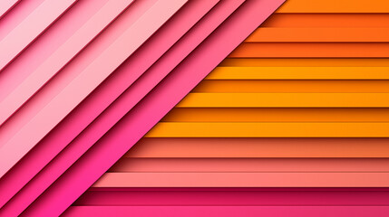 Leinwandbilder - Vibrant geometric abstract design with bold shapes in pink, orange, and yellow hues, creating dynamic visual effect