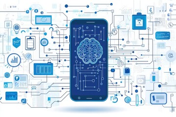Illustration of artificial intelligence within a mobile application concept