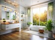 © Four888 - Elegant Square Modern Fitted White Bathroom Interior with Sleek Fixtures and Minimalist Design, Showcasing Luxurious Space, Natural Light, and Contemporary Aesthetics for Home Decor Inspiration