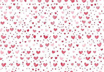 Wall Mural - A white background with small pink and red hearts