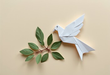 Wall Mural - origami bird on a branch