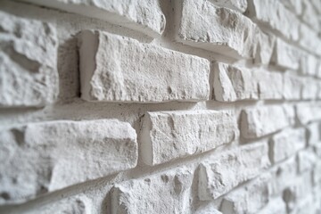 Canvas Print - A close-up shot of a white brick wall with textured surface and slight imperfections