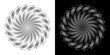 © Wendi - Abstract background with abstract line pattern in circles. Spiral art design as a logo or icon. A black figure on a white background and the same white figure on a black side. Mandala design with line