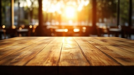 Aufkleber - Capture the warm glow of sunset reflections on a rustic table