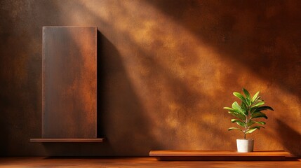 Poster - Enhance your space with stylish plant decor and minimalist shelving