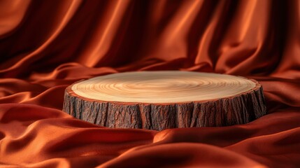 Aufkleber - Showcase natural wood texture on elegant silk fabric
