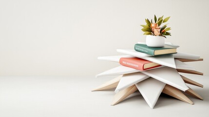 Aufkleber - Stylish bookshelf enhances modern home decor with greenery