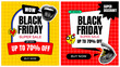 © Pro_Vector - Set of Retro Black Friday sale banner with halftone cut out paper elements. Discount voucher, special price off event banner template. Sale banners with cut out paper elements in Retro y2k style.