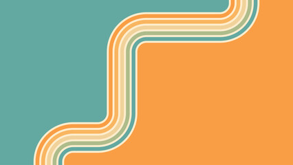 Wall Mural - abstract background of rainbow groovy wavy line design in 1970s hippie retro style. vector pattern r