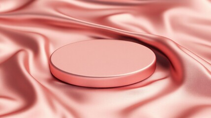 Aufkleber - Showcase elegant round object on soft satin fabric