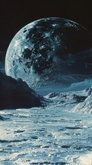 Wall Mural - moon surface landscape night space.