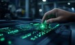 © AhmadTriwahyuutomo - A hand interacts with a glowing digital interface, showcasing advanced technology and engagement with modern, illuminated controls.