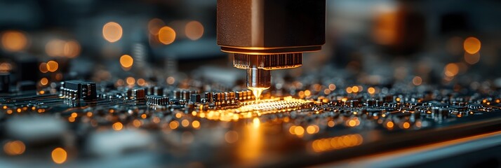 Leinwandbilder - Laser cutting metal parts with bright sparks and glowing machinery in a high-tech,modern industrial manufacturing facility. Automated precision engineering and fabrication process in a digital.