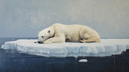 A polar bear stranded on a melting ice floe. --ar 16:9 --v 6.1 Job ID: 622aae6a-b48f-46a6-a3e1-d018ebd2a9cc