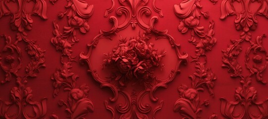 Wall Mural - abstract red flower pattern motif background 11