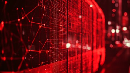 Red Technology Abstract Background With Connecting Lines, Plexus Futuristic Concept.3D Rendering