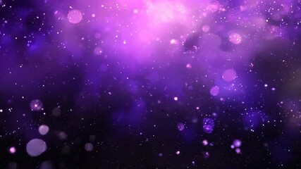 Purple bokeh lights and stars creating festive christmas background. Winter panorama banner