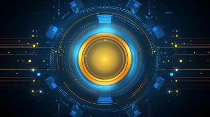 Wall Mural - yellow and blue Abstract technology background circles digital hi-tech technology design background. concept innovation. vector illustration