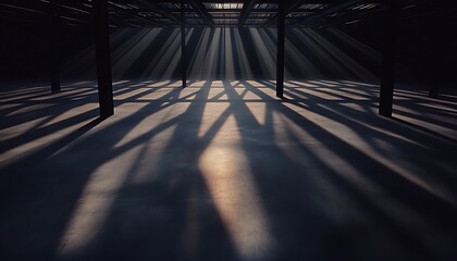 Poster - A captivating scene of interplay between light and shadow, showcasing dramatic lines and textures on a flat surface.