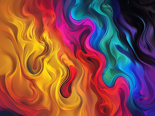 Abstract colorful background, energy flow: ethereal streams of color harmony - Abstract neon fractal wallpaper with space, dynamic spectrum swirls in radiant flow