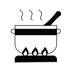 Wall Mural - cooking pot glyph icon with white background vector stock illustration