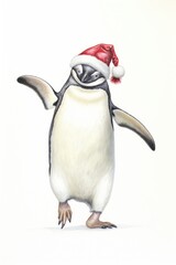 Wall Mural - Christmas penguin drawing animal bird.