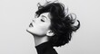 © Maryna - A striking black-and-white side-profile portrait of a young woman with a short, windswept hairstyle.