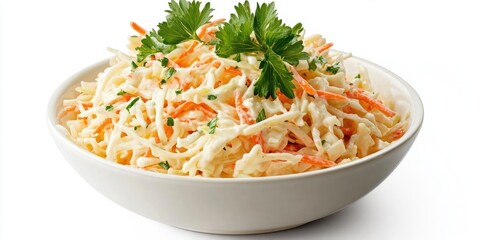 Wall Mural - A bowl of pasta salad featuring shells, carrots, parsley, and cheese. A healthy meal for lunch or dinner.