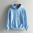 © Ubed Nur - Light Blue Hoodie Mockup on Wooden Hanger
