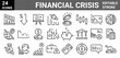 © Ruslan Ivantsov - Financial Crisis web line icons. Economic crisis. Decrease, layoff, job fired, pay cuts, low cost, collection. Vector illustration.