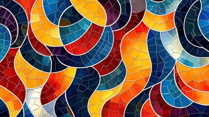 Wall Mural - A colorful mosaic tile wall.