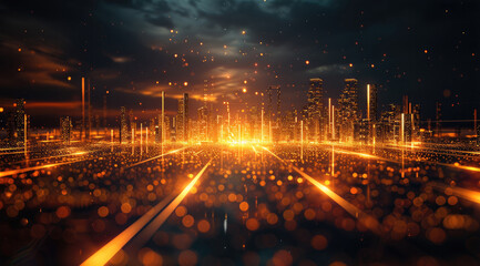 Aufkleber - Architectural lines are used to express the combination of future space and modern city. a light band floating from the architectural lines in the foreground, a sense of future time and space.