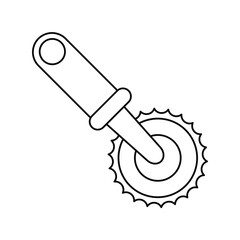 Wall Mural - pizza cutter line icon with white background vector stock illustration